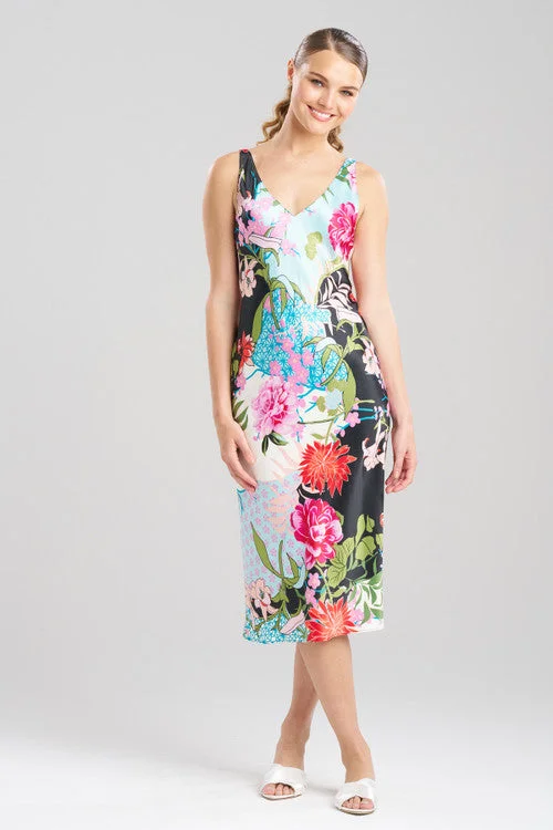 Women's Sheer Lingerie Nightgowns Botanique Satin Gown