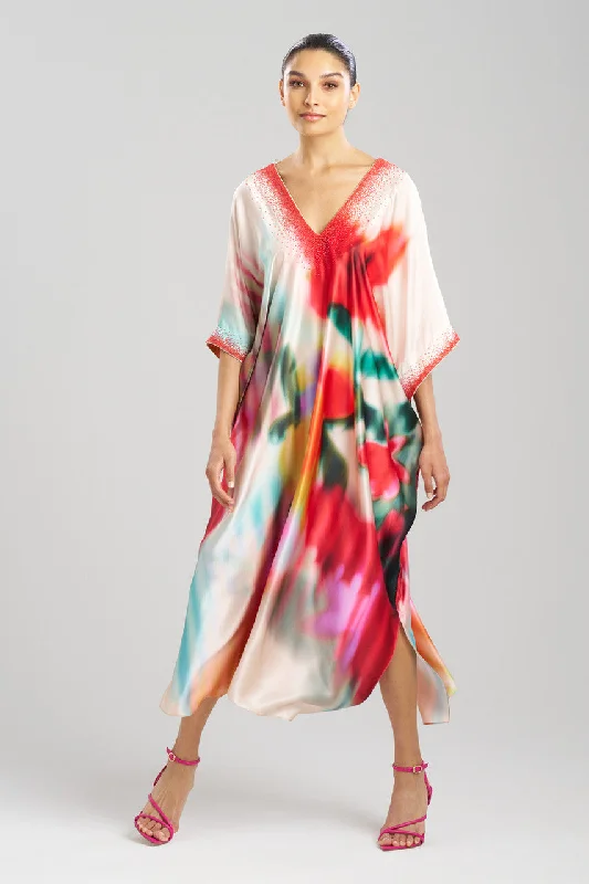 Luxury Lingerie for Special Occasions Melisande Beaded Cocoon Silk V-Neck Caftan Luxury Lingerie for Special Occasions Melisande Beaded Cocoon Silk V-Neck Caftan
