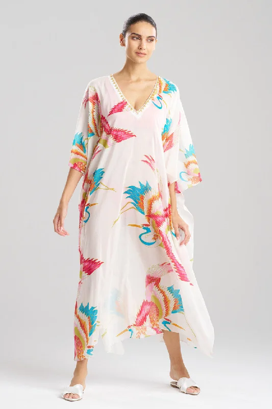 Eco-Friendly Organic Lingerie for Women Crane Cotton Silk Sequined Sheer Caftan