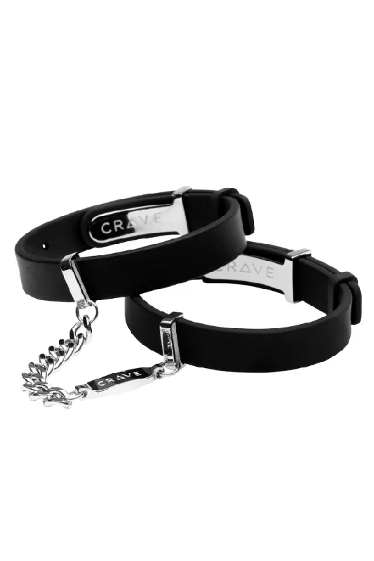 Vintage Inspired Lingerie for Women ID Cuffs - Black/Silver