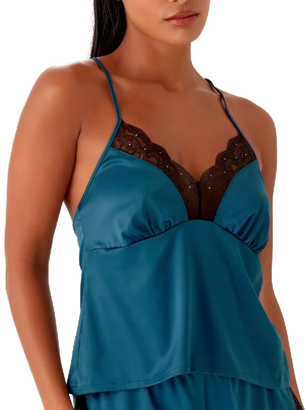 Vintage Inspired Lingerie for Women VIP Confession Cami Top - Black/Teal