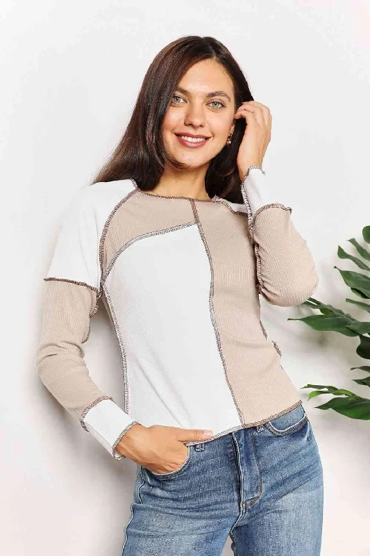 Affordable Lingerie for Women Double Take Color Block Exposed Seam Top