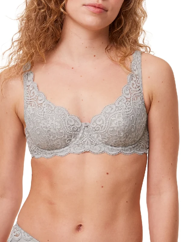 Women's Satin Sleepwear Lingerie Amourette W High Apex Bra - Silent Grey