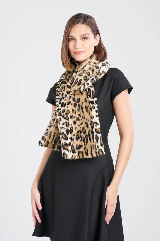 Vintage Inspired Lingerie for Women Faux Leopard Fur Scarf