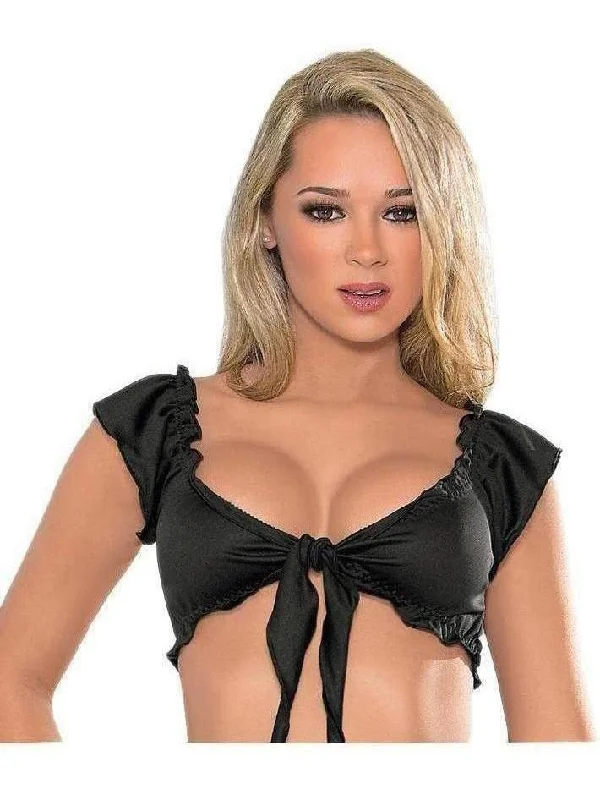 Elegant French Lace Lingerie for Women Escante EL-55151 Ruffle Trim Tie Front Shirt