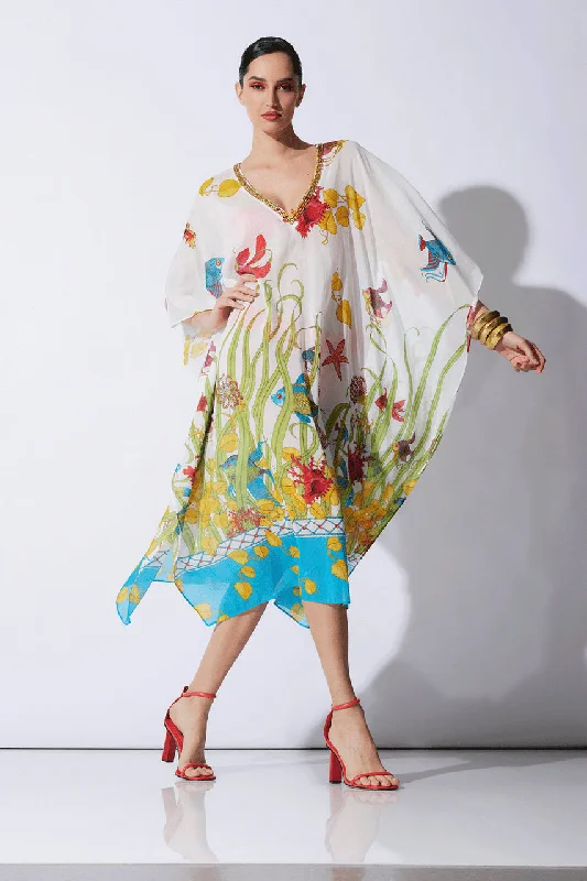 Women's High Waist Lingerie Bodysuits Aquatic Beaded Sheer Caftan