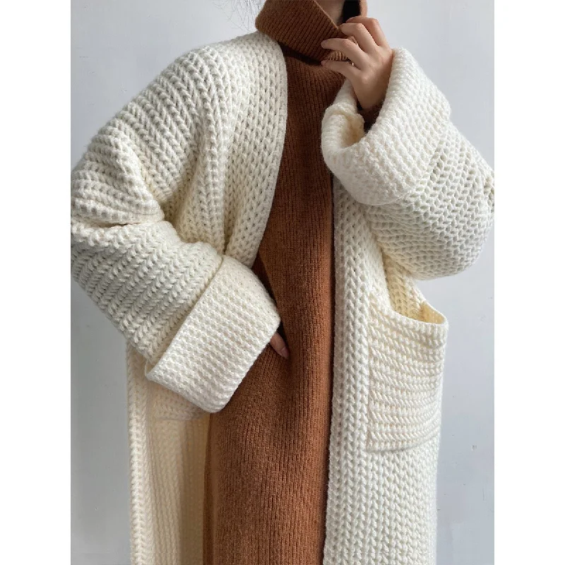 Women's Sheer Lingerie Nightgowns Gentle Korean style coat 2024 winter new Hepburn style pure color knitted cardigan Women's Sheer Lingerie Nightgowns Gentle Korean style coat 2024 winter new Hepburn style pure color knitted cardigan