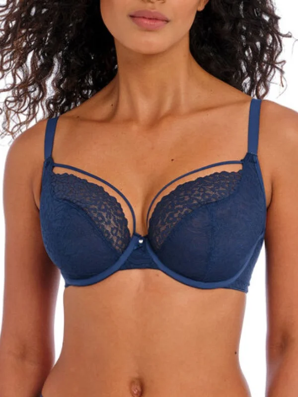 Comfortable Cotton Lingerie for Women Catwalk Plunge Bra - Midnight
