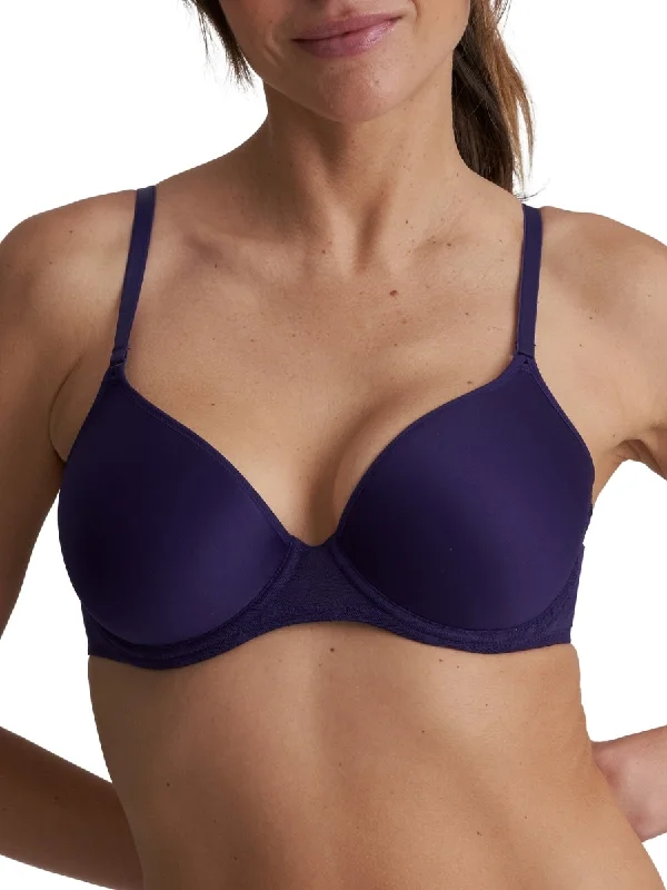 Elegant French Lace Lingerie for Women Tulio Spacer Full Cup Bra - Majestic Purple