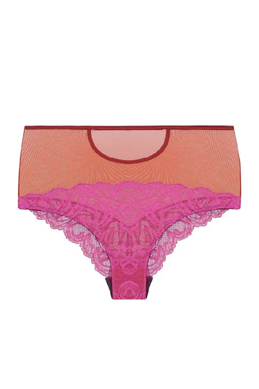 Women's Bridal Lingerie Collection Alba Lace High Waist Knicker- Pink