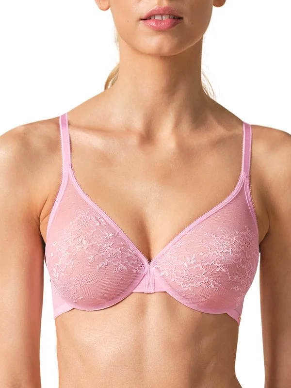 Breathable Bamboo Lingerie for Women Glossies Lace Sheer Moulded Bra - Sweet Lilac