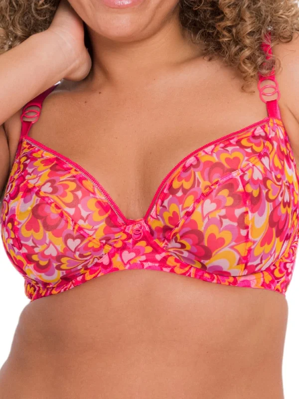 Sexy Lingerie for Women with Stockings Lifestyle Plunge Bra - Pink Hearts