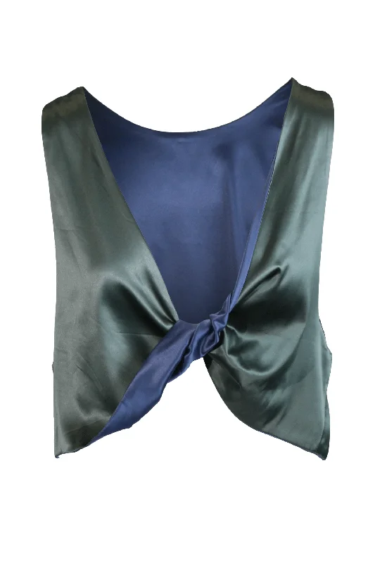 Women's Maternity Lingerie Knot Satin Top - Green