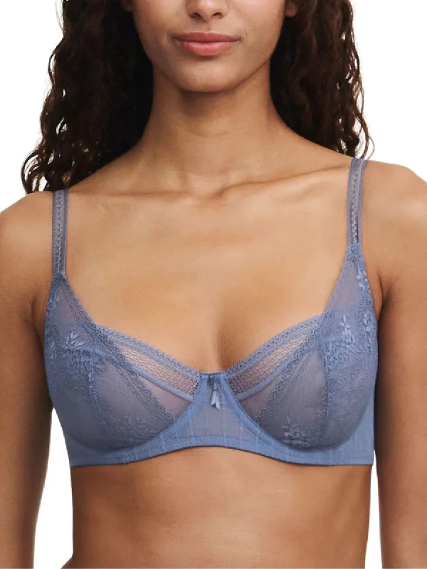 Women's Satin Sleepwear Lingerie Maddie Half-Cup Bra - Storm Blue