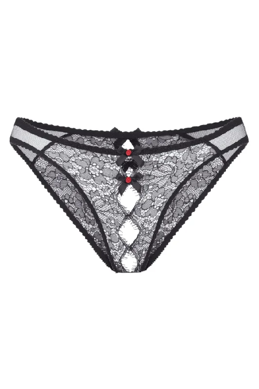 Elegant French Lace Lingerie for Women Lorna Lace Ouvert - Black