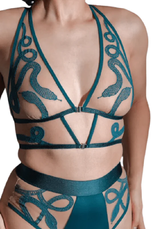 Women's Sheer Lingerie Nightgowns Medusa Bralette - Green