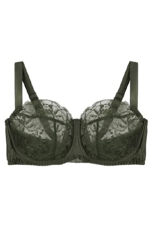 Women's Sheer Lingerie Nightgowns Ingrid Balcony Bra Curve - Olive