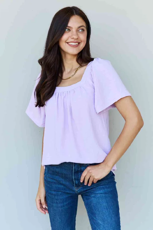Women's Lingerie with Matching Robes Ninexis Keep Me Close Square Neck Short Sleeve Blouse in Lavender Women's Lingerie with Matching Robes Ninexis Keep Me Close Square Neck Short Sleeve Blouse in Lavender