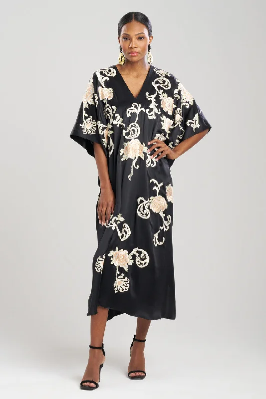 Affordable Lingerie for Women Key Essentials Embroidered Floral Silk Caftan