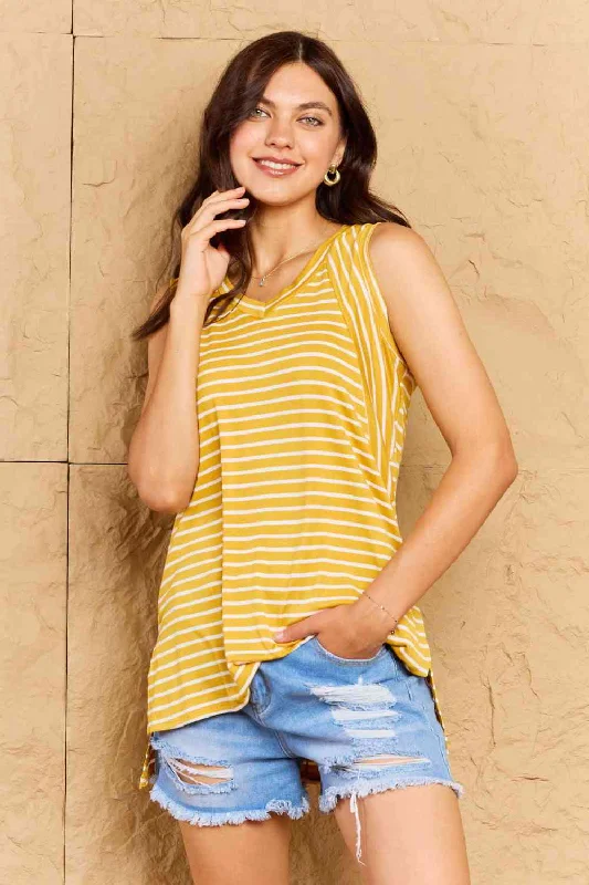 Eco-Friendly Organic Lingerie for Women Doublju Talk To Me Full Size Striped Sleeveless V-Neck Top Eco-Friendly Organic Lingerie for Women Doublju Talk To Me Full Size Striped Sleeveless V-Neck Top