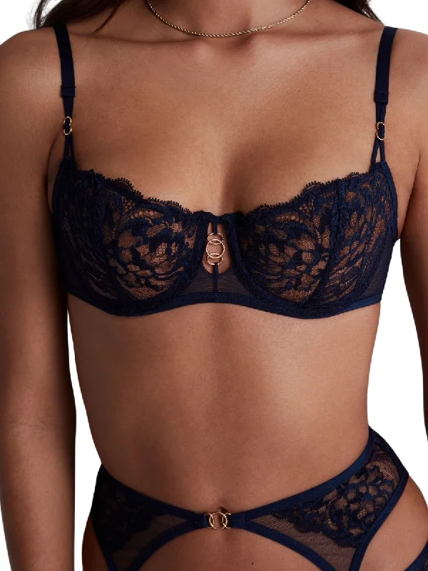 Women's Corset Style Lingerie Feeling Myself Half Cup Bra - Astral Blue