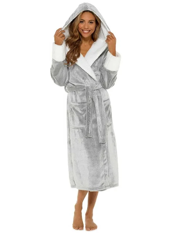 Women's Shapewear Lingerie Sets Sherpa Fleece Gown - Grey
