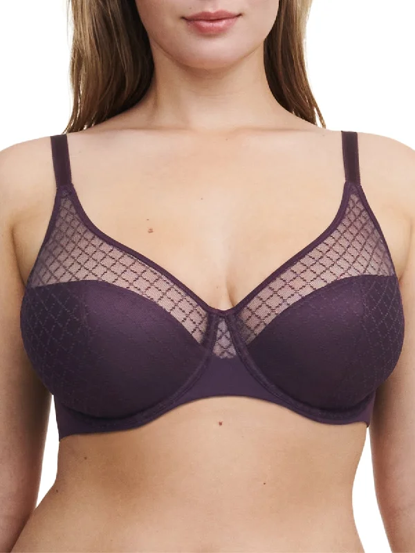 Women's Silk Lingerie Sets Norah Chic Covering Moulded Bra - Aubergine