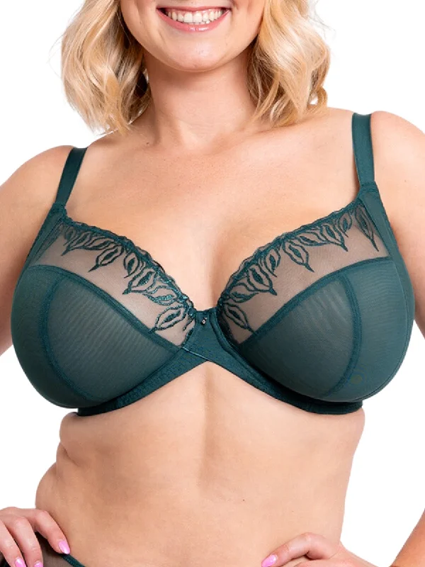 Luxury Lingerie for Special Occasions Flare Full Plunge Bra - Emerald Sparkle