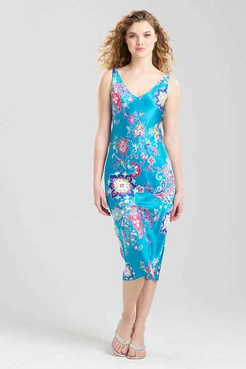 Women's Sheer Lingerie Nightgowns Jaipur Satin Paisley Gown