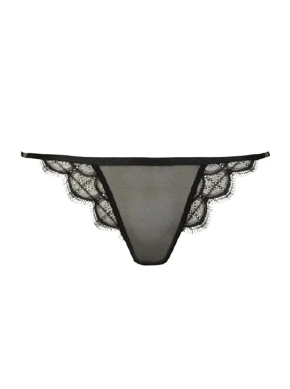 Women's Satin Sleepwear Lingerie Mystic Shadow Panties- Black