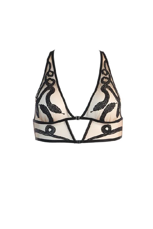 Luxury Lingerie for Special Occasions Medusa Longline Bralette- Black