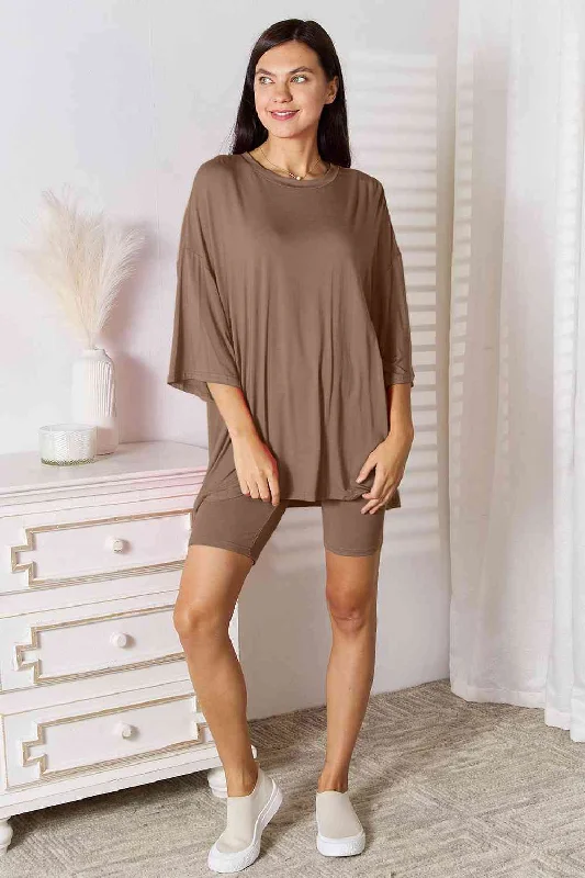 Eco-Friendly Organic Lingerie for Women Basic Bae Full Size Soft Rayon Three-Quarter Sleeve Top and Shorts Set Eco-Friendly Organic Lingerie for Women Basic Bae Full Size Soft Rayon Three-Quarter Sleeve Top and Shorts Set