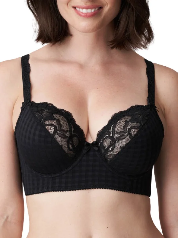 Women's High Waist Lingerie Bodysuits Madison Plunge Longline Bra - Black