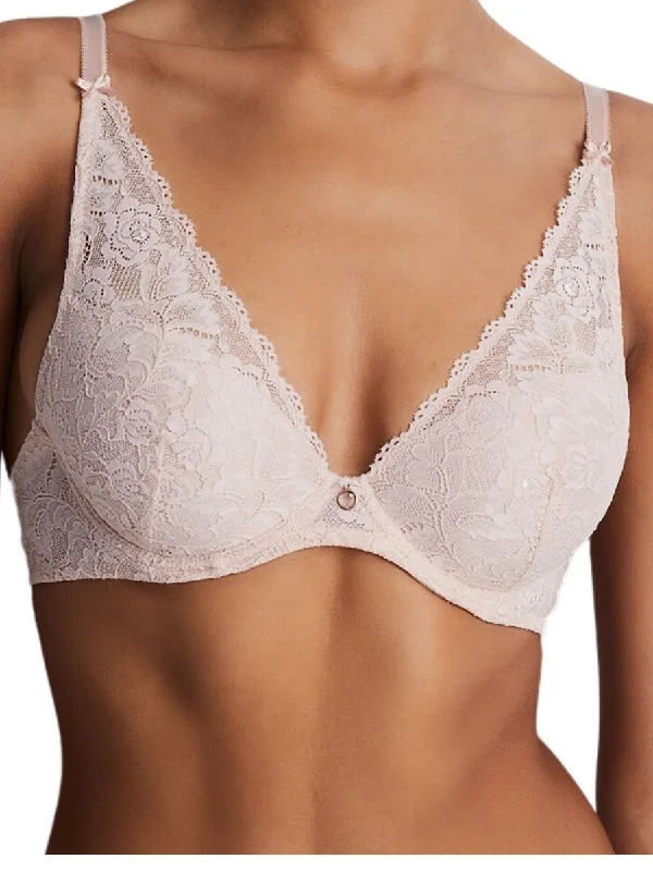 Women's Satin Sleepwear Lingerie Rosessence Care High Apex Plunge Bra - Nude D'été