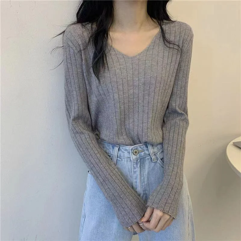 Women's Corset Style Lingerie V-neck knitted top for women, Korean style, loose and slim top Women's Corset Style Lingerie V-neck knitted top for women, Korean style, loose and slim top