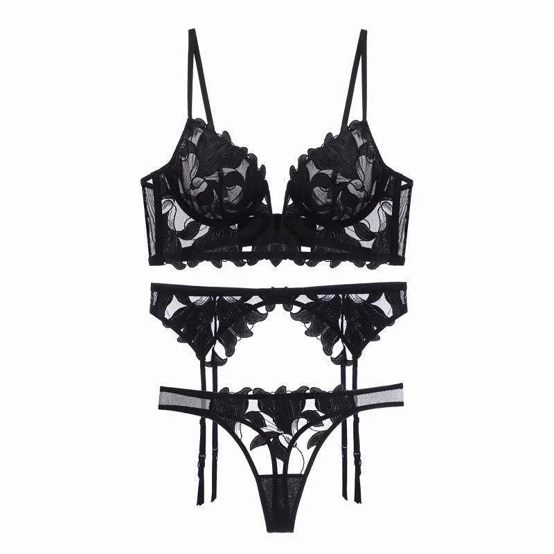Lingerie Gift Sets for Women Gauze Embroidered Garter Lingerie Set