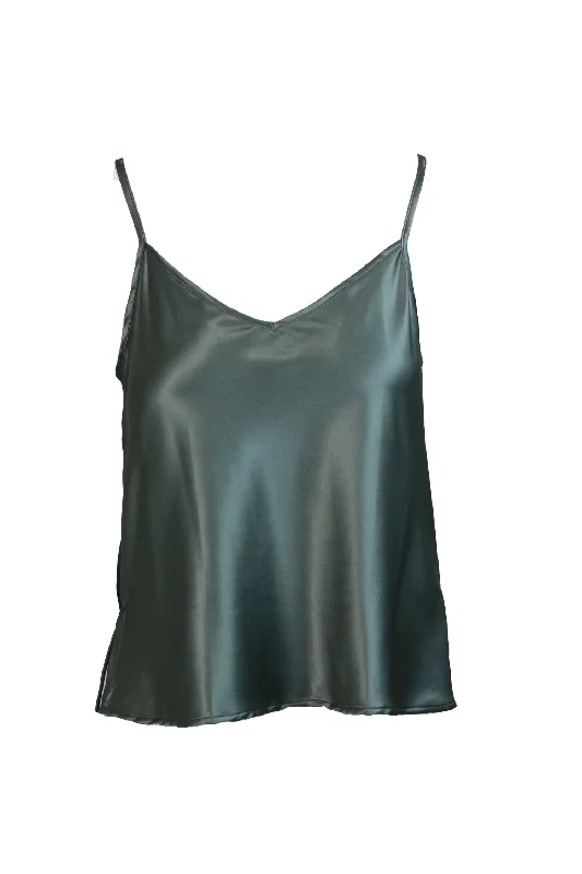 Women's Corset Style Lingerie Soie Satin Blouse - Green