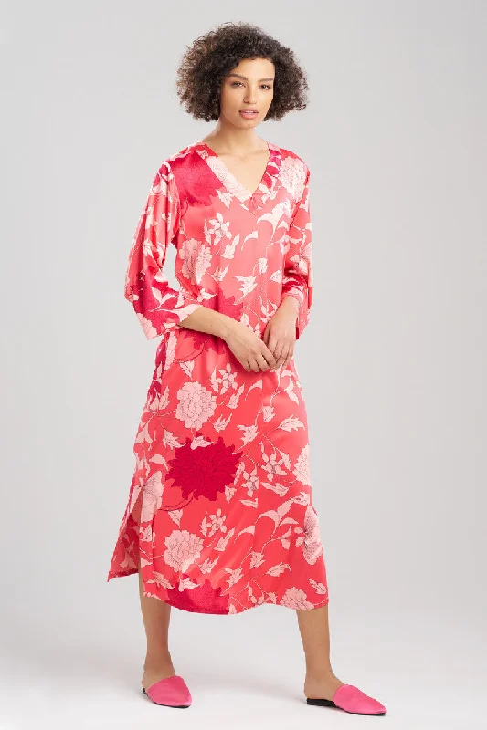 Comfortable Cotton Lingerie for Women Venetian Mandarin Zip Caftan