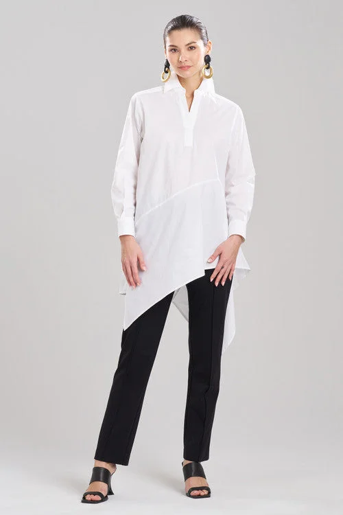Sexy Lingerie for Women with Stockings Cotton Poplin Asymmetrical Flounce Shirt