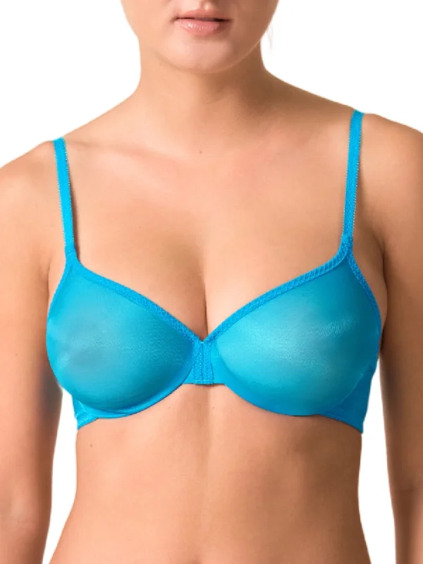 Vintage Inspired Lingerie for Women Glossies Sheer Moulded Bra - Atomic Blue
