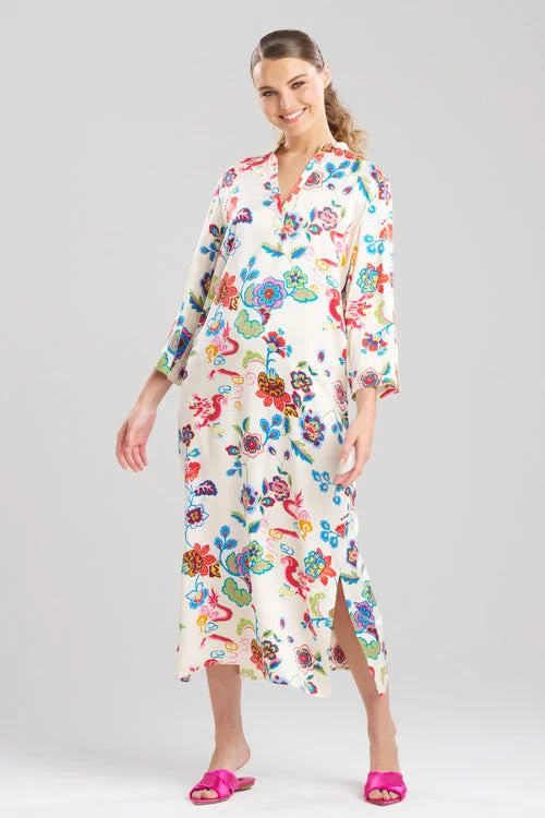 Women's Satin Sleepwear Lingerie Fleur Dragon Caftan