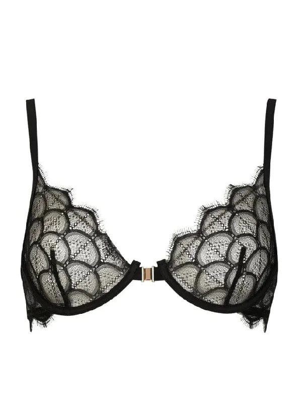 Plus Size Lace Lingerie for Women Mystic Shadow Half-Cup- Black