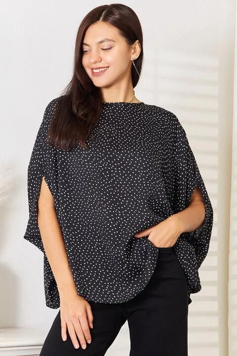 Designer Lingerie Sets for Women Double Take Printed Dolman Sleeve Round Neck Blouse