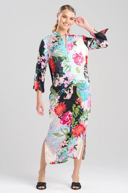 Women's Silk Lingerie Sets Botanique Satin Zip Caftan
