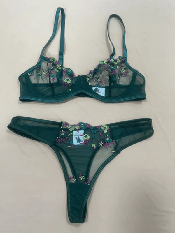 Women's Thermal Lingerie for Cold Weather Floral Lingerie Bralette Set
