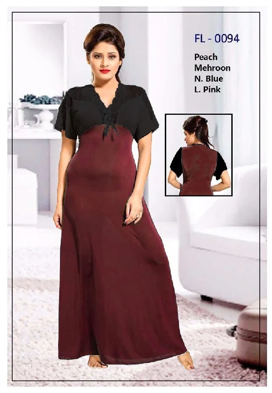 Women's Bridal Lingerie Collection Maroon Stylish FL-0094 - Flourish Exclusive Bridal Nighty Set Collection