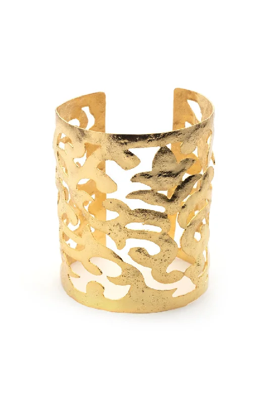 Women's Satin Sleepwear Lingerie Gold Plated Scroll Cuff Bangle