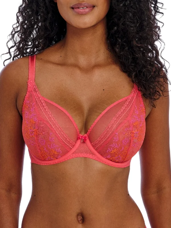 Sexy Lingerie for Women with Stockings Sydnie High Apex Plunge Bra - Strawberry Ice