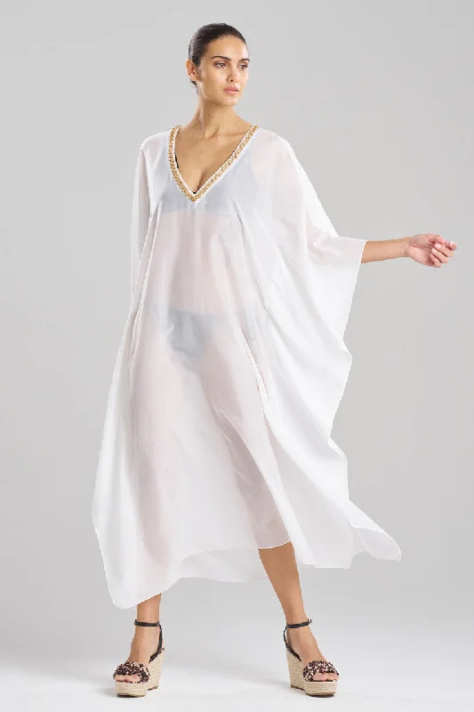 Women's Lingerie with Matching Robes Cotton Silk Voile Beaded Sheer Caftan