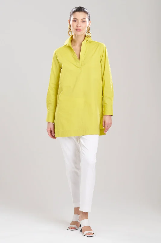 Women's High Waist Lingerie Bodysuits Cotton Poplin Tunic Shirt